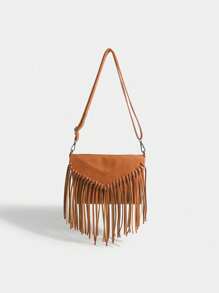 Vintage Personalized Fringed Multilayer Crossbody Bag, Suitable For Street Wear, Parties, Gatherings - Brown - View 11