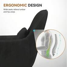 Nalupatio Home Office Chair, Velvet Chair With Head Cushion, 360° Rotatable, Height Adjustable Office Chair Ergonomic, Make-Up Chair Swivel Chair, For Study Bedroom, Load Capacity Up To 150kg - màu đen - Xem 4