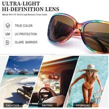 HYCHIC Polarized Sunglasses For Women 2026, Retro Shades With UV400 Protection Butterfly Decors (2 Pack) - A4 (2 gói) đen/xám+cầu vồng/nâu - Xem 4