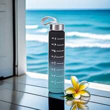 户外便携式塑料水瓶，大容量渐变色带绳和吸管杯，三合一套装（300ml/800ml/2000ml）