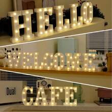 1pc LED Strip Light Marquee Sign - White Illuminated Letter Decoration For Home, Wedding, Birthday And Party - Waterproof Bulbs, 6.3" Height, PVC Material, Battery Powered Box, Ideal For Bar Or Desktop Decor