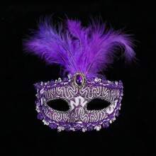 1 pieza Máscara de encaje para fiesta, máscara de disfraz de baile de máscaras, máscara para fiesta de boda, máscara facial personalizada, decoración de escenario, máscara de encaje sexy que cubre media cara para fiesta (el estilo y el color de la máscara son aleatorios, se pegan manualmente, puede tener ligeras marcas, impresión offset)