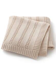 1 件婴儿针织毯，休闲简约设计，适合春夏季，婴儿襁褓包，儿童盖毯 - 駝色 - 查看 1