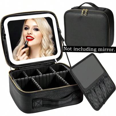 1pc Large Capacity Makeup Bag, Makeup Organizer Box For Curling Iron, Straightener, Makeup Brushes & Cosmetics [Black],Boho Vibes,For Holiday Beach, Bathroom Collection, Bedroom Collection, Large Capacity