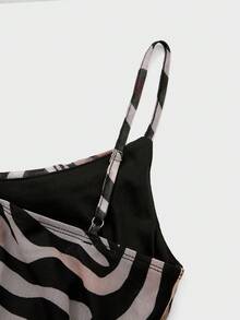 Sexy elegantes Maxikleid mit tief ausgeschnittenem Ausschnitt, slim fit, mit Zebra-Muster, feminin elegant, geeignet für Urlaub & Alltag