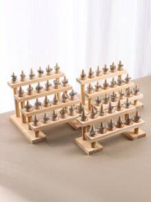 1 件木制多层阶梯环展示架，创意锥形珠宝架，大容量配件收纳架