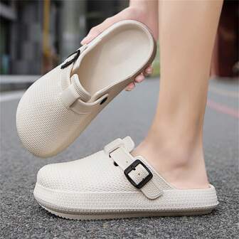 女士新款轻便一脚蹬凉鞋，封闭式鞋头时尚情侣拖鞋