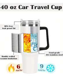 Tasse isotherme personnalisée de 1200 ml / 40 oz, bouteille d'eau en acier inoxydable, tasses à café avec anse, boissons isothermes pour l'extérieur, mug isotherme pour voiture à double paroi, couvercle avec paille en acier inoxydable