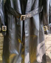 Gabardina de piel moderna pra dama - Negro - Ver 6