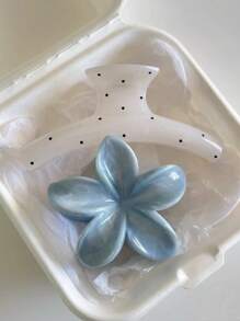 2 件套女士亚克力波尔卡圆点大莲花发夹，韩式法式发髻配饰，甜美可爱的女孩风格发夹适合日常外出发饰优雅爪夹，学校用品，大学 - 彩色 - 查看 2