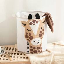 Cartoon Giraffe Print Laundry Hamper Dirty Toy Clothes Basket Foldable Easy Storage Portable Large Capacity Clothes Basket Large Round Storage Basket Cute Collapsible Laundry Basket Organizers And Storage Bins Foldable Dirty Clothes Basket Waterproof Bucket Laundry Organizer - Multicolor - View 5