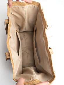 Bolso de playa grande con flecos tejidos a mano, bolso de compras de hombro para damas para viajes