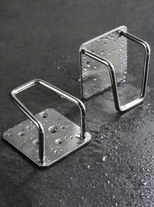 2/4pcs Stainless Steel Kitchen Sink Organizer - Adhesive, No-Drill Sponge Holder & Draining Rack | Wall-Mounted Storage Hooks For Cloths & Accessories