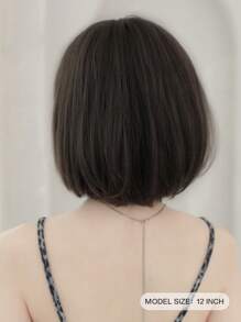 NAMM 4# 女士深棕色鲍勃假发，黑色短直分层假发，带刘海，自然外观，高品质合成纤维假发，适合日常派对初学者使用 12 英寸 - 深棕色 - 查看 3
