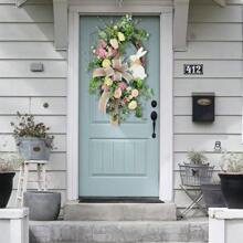 1pc复活节兔子花环家居仿真植物藤条环花环派对装饰门挂道具派对装饰用品节日装饰挂件门挂件