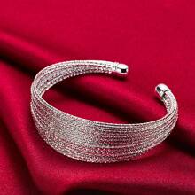 Silver Plating Multi-Line Bangle Bracelet For Woman Man Wedding Engagement Fashion Charm Party Jewelry - Silver - View 5