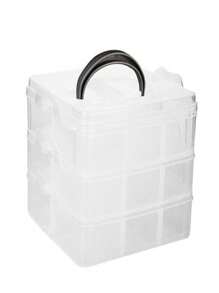 1 Peça De Caixa De Armazenamento Transparente De 3 Camadas E 18 Grades, Caixa De Organização De Brinquedos, Joias E Acessórios, Contêiner De Armazenamento Portátil, Presente Para O Dia Dos Namorados - aleatotia - Visão 5