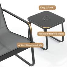 Asofer 3-Piece Outdoor Muebles Set With Sofa-Style Chairs & Glass Top Table, Patio Chairs Set Of 2,Modern Outdoor Decor Patio Furniture For Camping - All-Weather Conversation Set For Backyard, Pool, Garden And Balcony - 灰色 - 查看 7