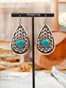 1 stuk Retro Western Style Turquoise Oorbellen, Geschikt voor Dagelijkse Cowgirl Dragen of Evenementen voor Vrouwen, Voeg Deze Vintage Oorbellen Toe Aan Uw Sieradendoos