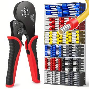 Hexagon Crimping Tool Kit With Tubular Connector Box - Made Of High Carbon Steel, AWG30-5 Series, Suitable For Home Decoration And Electrical Equipment Installation