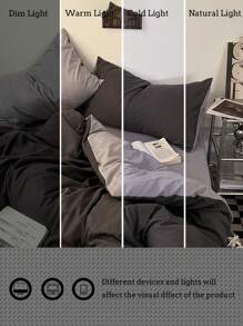 3 件套灰绿色混纺柔软舒适拉绒羽绒被套（1 个羽绒被套 + 2 个枕套，无填充物），可机洗，适合所有季节、卧室、客房 - 灰色 - 查看 6