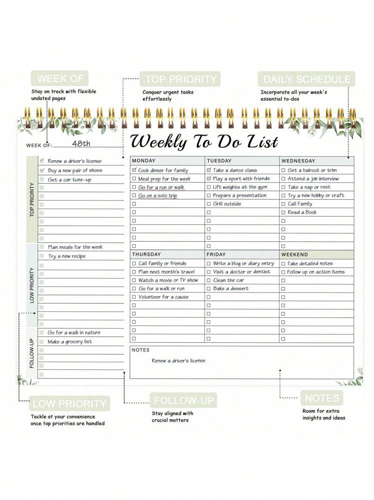 52 Weekly To-Do List Notebooks, (8.5"*11") Inspirational Design, Goal Setting, Recipes, Productivity Organization, Time Management, Work And Home School Supplies Office Supplies Adult Gifts Teacher Gifts - Multicolor - View 4