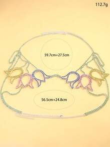 STONEFANS 1 件彩色玫瑰花朵胸罩链，性感身体链项链，带水晶石，适合夜总会