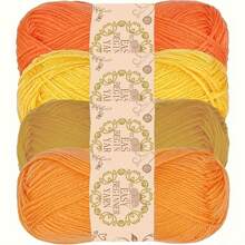 4pcs Soft & Comfy 100% Acrylic Yarn Skeins - 4 X 50g In Assorted Colors, Suitable For Knitting, Crocheting And Crafts, Finely Spun'