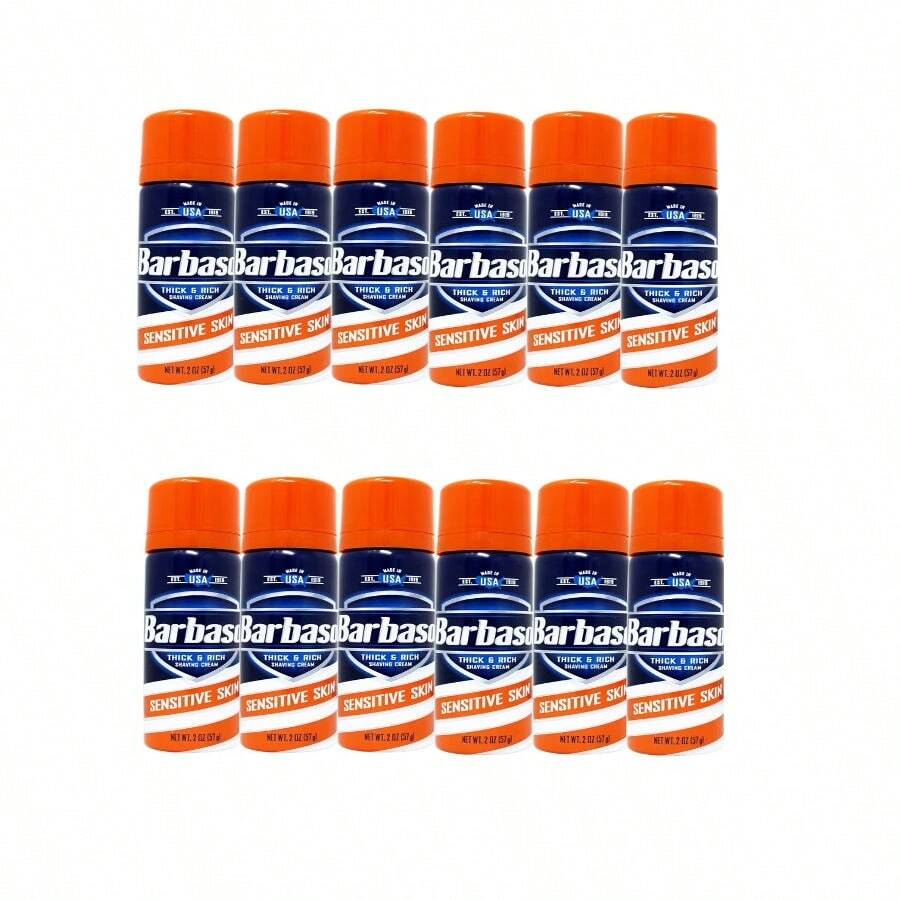Barbasol Shave Cream Sensitive Skin Thick Rich Shaving Cream Travel Size 2 Oz 57 G Pack Of 12 - 彩色 - 查看 1