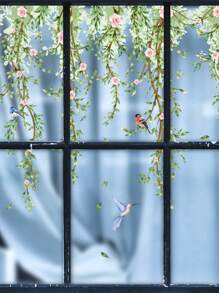 1 pieza Vides, flores, hojas, mariposas y abejas Pegatina de pared extraíble DIY para dormitorio, sala de estar, oficina, aula, pegatinas, vinilo para decoración del hogar, artículos de decoración del hogar para refrescar tu hogar - Multicolor - Ver 9