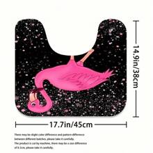 4pcs Glittering Rhinestone Flamingo Pattern Shower Curtain Set, Waterproof Bathroom Partition Curtain With 12 Hooks, Non-Slip Bath Mat, Toilet U-Shaped Pad, Toilet Seat Cover Pad, Decorative Bathroom Set, Bathroom Accessories Home Bathroom Decor Fall Decor Back To School