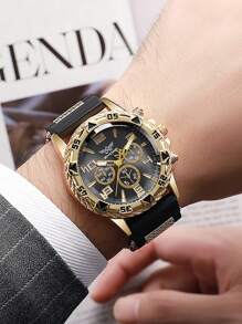 7 件男士时尚经典手表、鹰钱包、剪刀、眼镜、钥匙扣、情绪 LED 灯、带盒卡片礼品套装，完美的生日、父亲节礼物，日常配饰 - 金色 - 查看 5