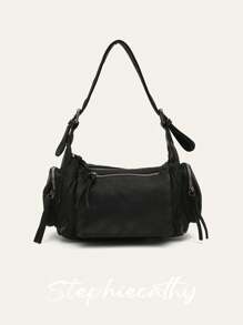 STEPHIECATHY 复古学院风女士单肩包，水洗PU皮革材质，拉链封口，多口袋设计，实用百搭，可斜挎携带，适合日常通勤、大学校园、旅行等多种场合。Y2K风格，2000年代时尚，波西米亚风，女士手提包，精美礼品。 - 彩色 - 查看 16