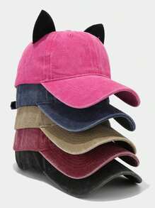 Velvet Cat Ear Baseball Cap For Women, Summer Soft Top Baseball Cap, Fashionable Student Couple's Unique Hat For Men.