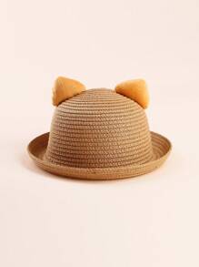 1 件男女通用婴儿/幼儿/儿童卡通老虎图案草编太阳帽，夏季防晒多功能 - 1PC - 查看 6