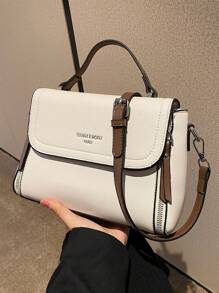 Bolso de mano versátil y elegante de mujer con estampado de lichis - Blanco - Ver 2