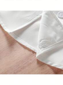 Vestido de moda de verano para niñas, vestido con cuello vuelto, manga corta, cierre de botones y cordón lateral - Blanco - Ver 8