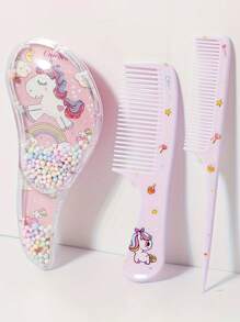 3 pezzi set di pettini per capelli cartoni animati - adatto per capelli bagnati e asciutti, spazzole per districare e acconciare tutti i tipi di capelli, manico in plastica ABS, idea regalo perfetta