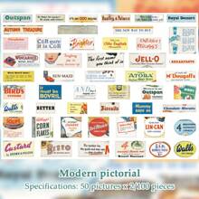 100 Stücke Retro Aufkleber, geeignet für Scrapbooking, amerikanische Vintage Dekorationsaufkleber für Studenten, Schulmaterial, Graffiti Aufkleber, Geschenk zum Schulanfang, Dekorationsmaterial