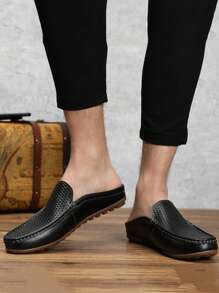 穆勒鞋 闭趾拖鞋 男士半拖鞋 男士拖鞋 简约休闲优雅复古假日个性时尚现代男士假日派对海滩旅行夏季黑白蓝透气轻便防滑舒适套穿拖鞋男士纯色鞋 2024 新款男鞋 45 46 47 大码男鞋 PU 皮革圆头低帮鞋平底男凉鞋男拖鞋男便鞋男半拖鞋男士休闲鞋男士乐福鞋男士凉鞋男士白色鞋子白色 - 黑色 - 查看 4