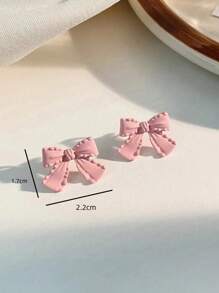 1 Pair Fashionable Lovely Chic Bowknot Design Earrings, Versatile High-End Elegant Ear Studs For Women