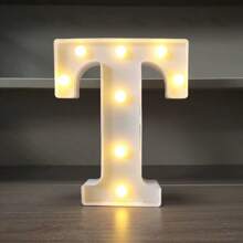1pc LED Strip Light Marquee Sign - White Illuminated Letter Decoration For Home, Wedding, Birthday And Party - Waterproof Bulbs, 6.3" Height, PVC Material, Battery Powered Box, Ideal For Bar Or Desktop Decor