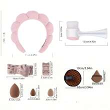 23 件套组合套装，柔软头带、弹性腕带、美妆蛋、粉扑、洁面刷、发带。、化妆、便宜、房间装饰、梳妆台、旅行、卧室、化妆配件、粉扑、化妆搅拌器、粉扑、化妆海绵 - 彩色 - 查看 4