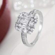 1 件时尚优雅新设计简约合成锆石镶嵌戒指，百搭女士日常配饰