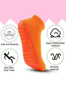 1/4 paire de chaussettes antidérapantes en silicone unisexe pour le trampoline, convenant aux femmes et aux hommes pour l'hôpital, le yoga, le pilates et les sports d'intérieur