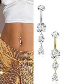 Belly Button Ring Dangle Belly Rings Steel Belly Button Piercing Jewelry Teardrop Navel Ring For Women - Multicolor - View 6