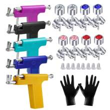 Reusable Ear Piercing Kit For Professional Salon With 8 Pcs Stainless Steel Earrings Set For Home