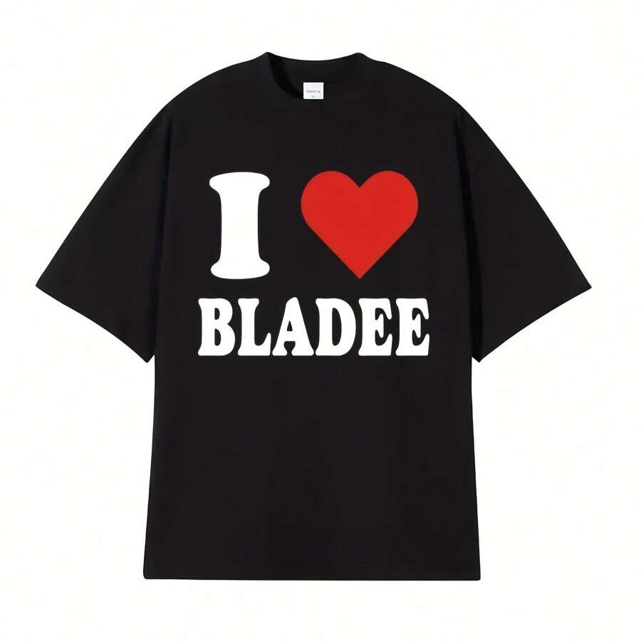 I Love Bladee Drain Gang Graphic Print T Shirts 's Wo Fashion Vintage T-Shirt Casual Cotton Oversized Short Sve T Shirt - màu đen - Xem 1