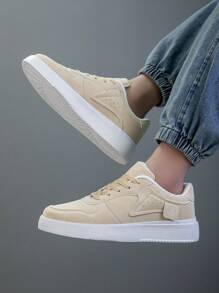 男士运动鞋、男士休闲鞋、时尚个性街头学生帅气鞋、系带男鞋、男士板鞋 - 米色 - 查看 5