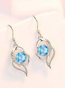 1 Pair Fashionable Creative Sparkly Niche Heart Design Bohemian Style Dangle Earrings, Suitable For Women's Daily Wear - Korvakorut - Näytä 8